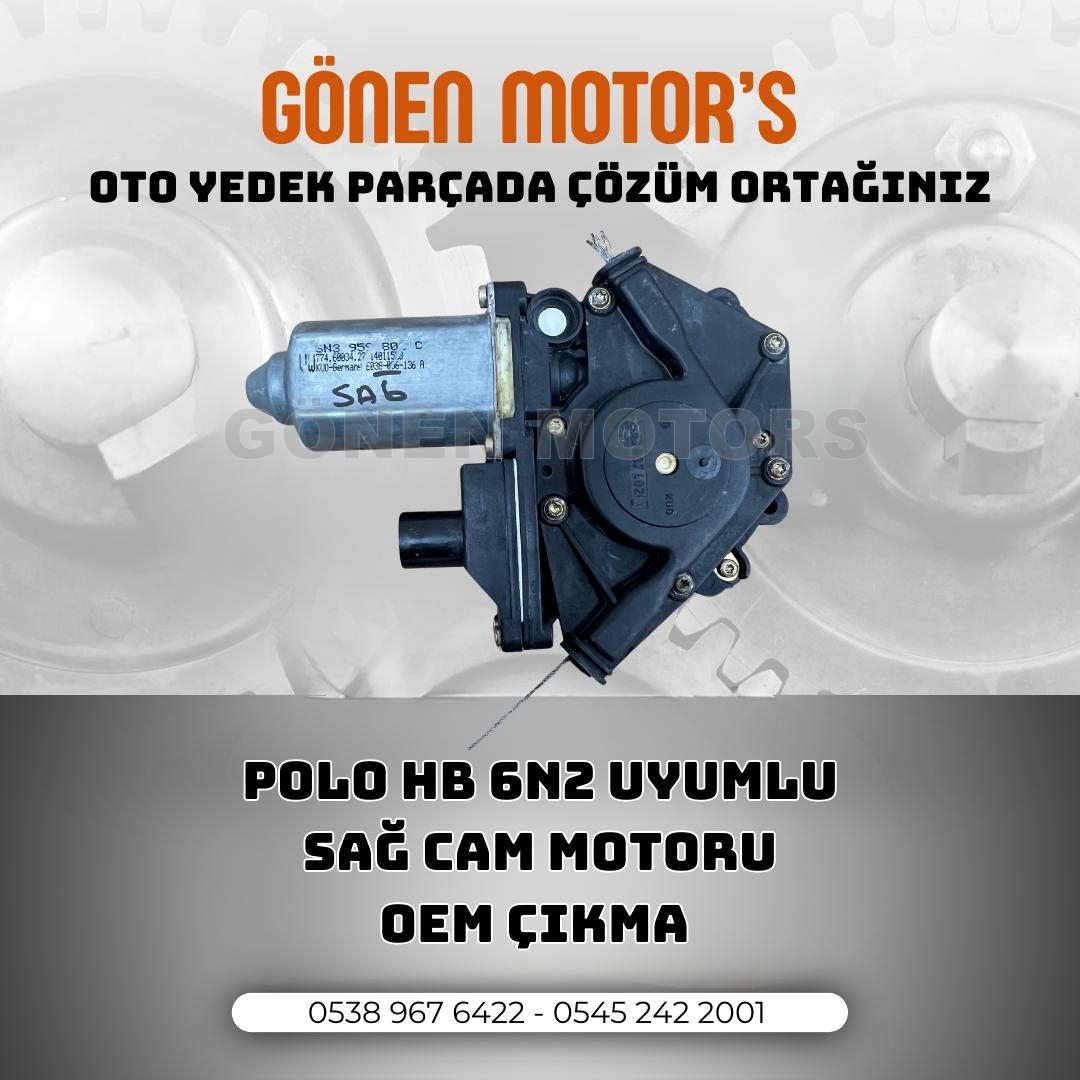 047 - VOLKSWAGEN POLO 6N2 SAĞ CAM MOTORU  6N3 998 802 D